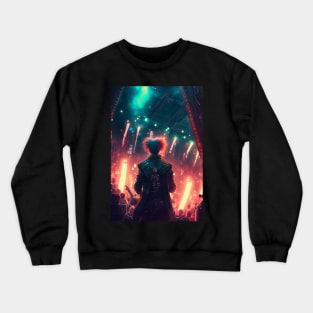 Punk Rock Concert Musician Overlooking Crowd Crewneck Sweatshirt